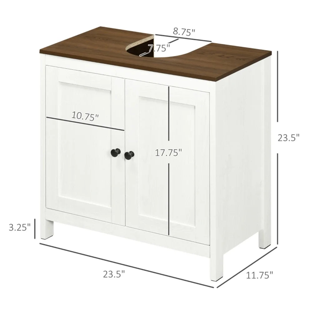 Antique White Walnut Under Sink Cabinet with Double Doors Y973