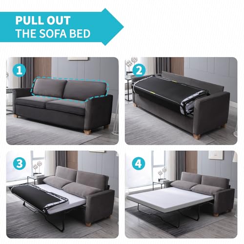 Queen Size Velvet Pull Out Sofa Bed X86812