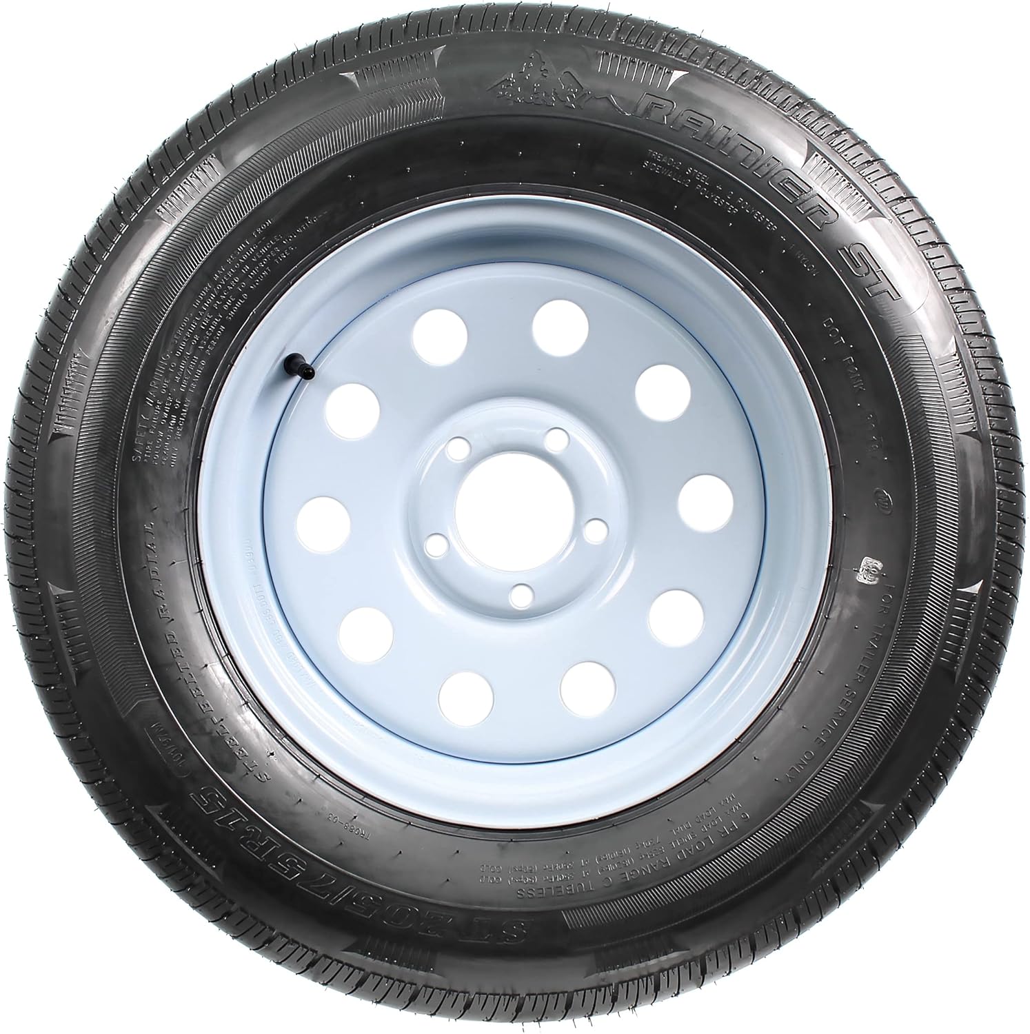 Radial Trailer Tire On Rim ST205/75R15 15 5 Lug Wheel White Modular J90933