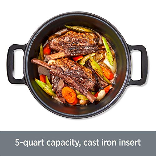 5 Quart 7-in-1 Electric Slow Cooker with Stainless Steel and Cast Iron C1123