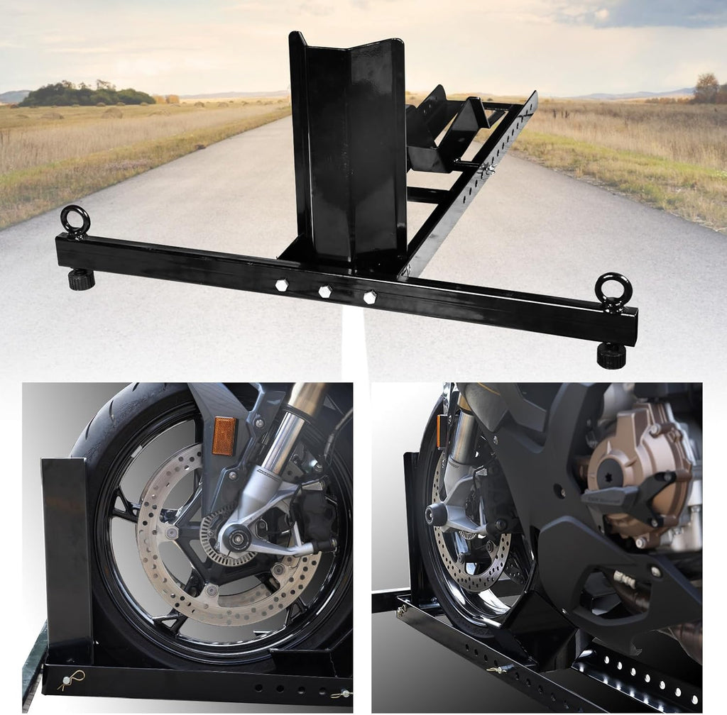 Adjustable Heavy-Duty Steel Motorcycle Wheel Chock for 16"-25" Motorcycles V232967