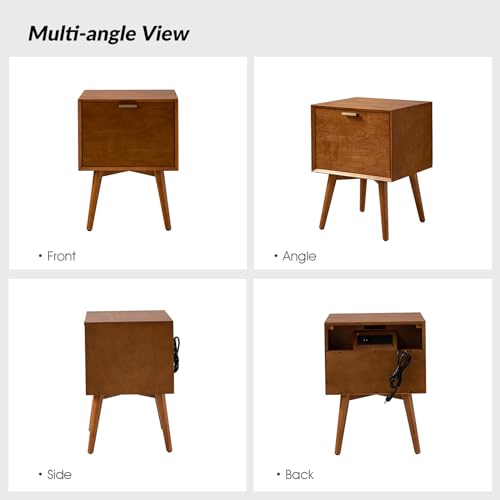 Acorn Wood Nightstand with USB Ports M1882