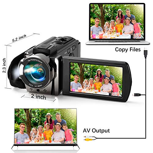 Black 24MP Full HD 1080P Camcorder with 2 Batteries C2404