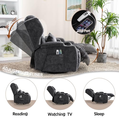 Grey Power Recliner Chair with Massage & Heat F9462