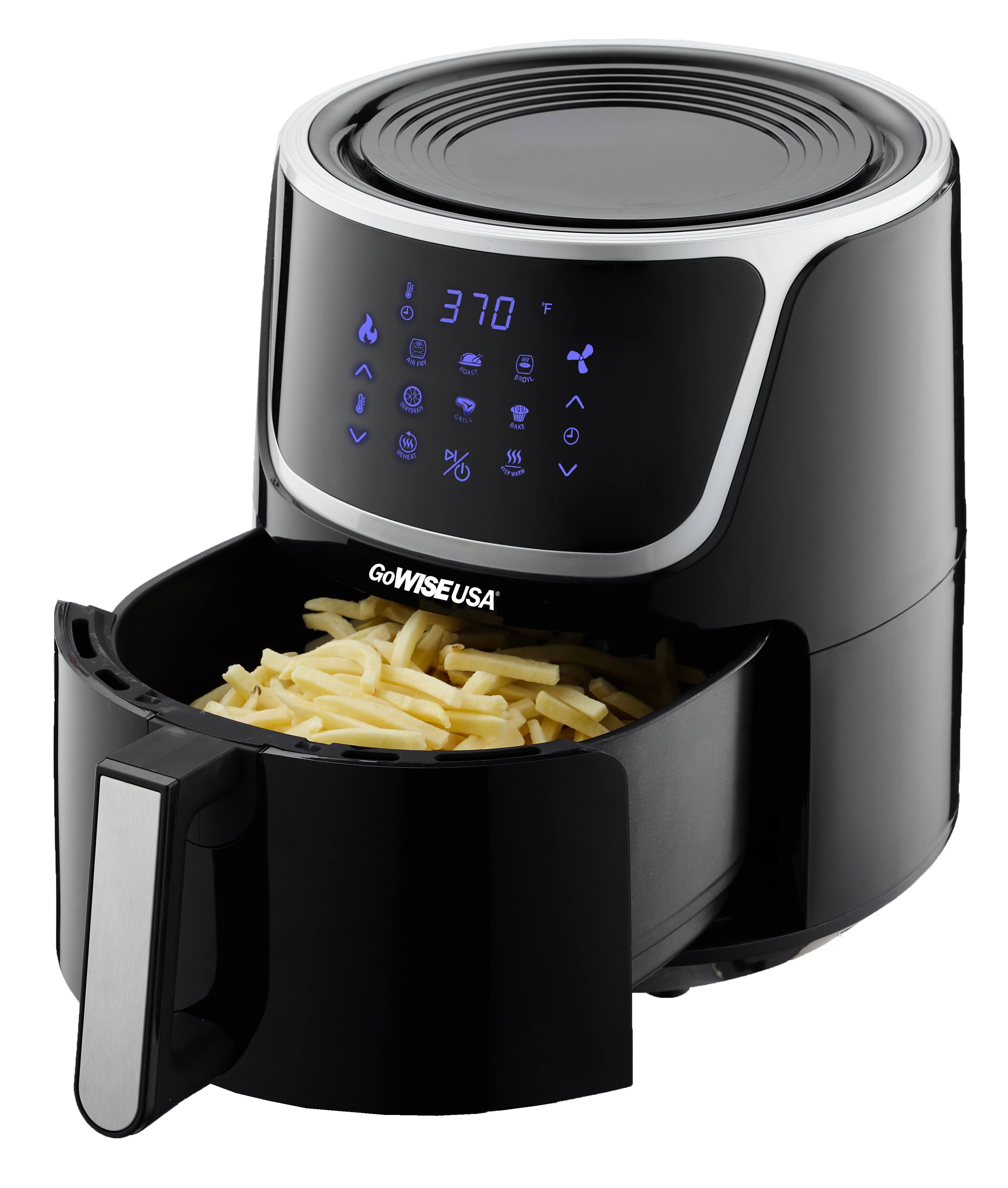 7 qt Electric Air Fryer with Dehydrator Black Silver D19626