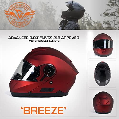 Red Advanced Motorcycle Modular Helmet with Drop Down Visor - Large E580624