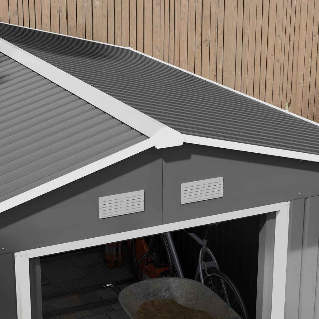 Gray Outdoor Storage Shed with Foundation Kit O33833