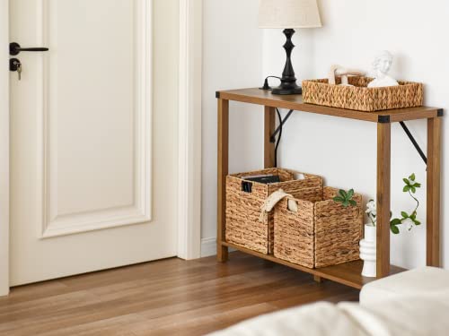 Natural Medium 4 Pack Wicker Storage Cubes with Liners H7631