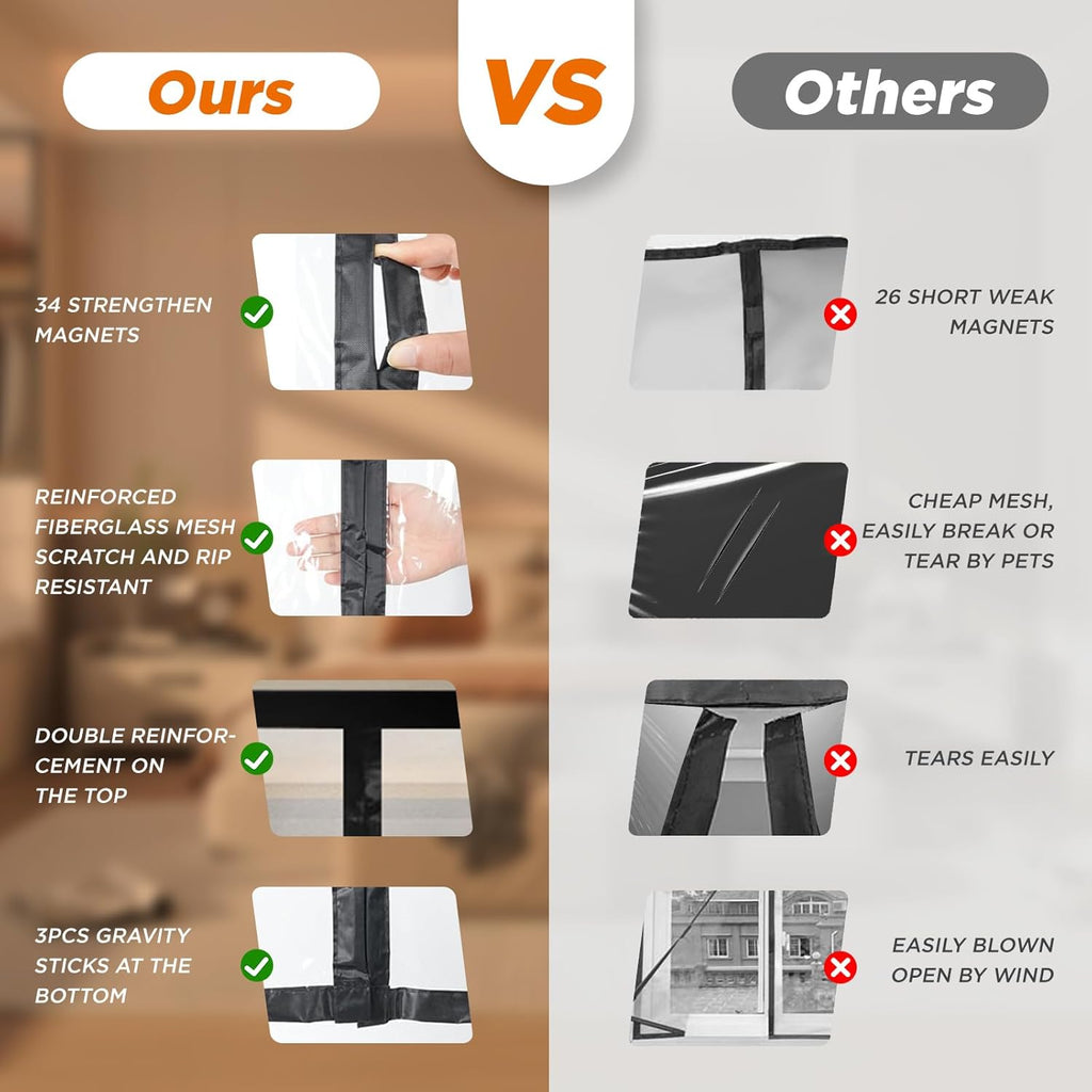 Magnetic Thermal Insulated Door Curtain, Fits Doors Up to 34" x 80" V302