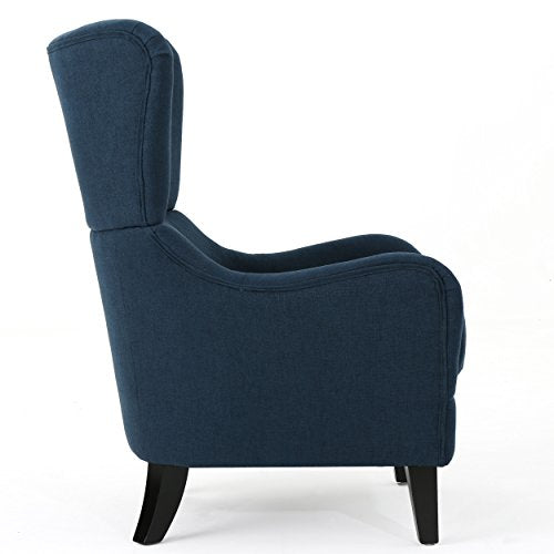 Navy Blue High Back Accent Sofa Armchair with Wood Legs X49291