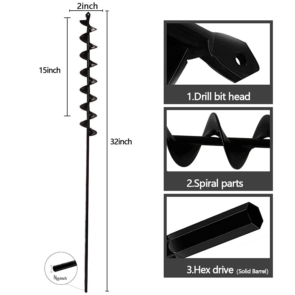 32" x 2" Solid Barrel Garden Auger Drill Bit S1809