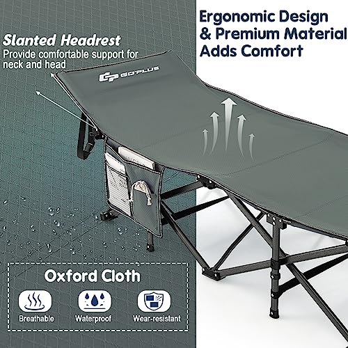 Blue Folding Camping Cot with Carry Bag H6520