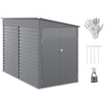 Gray Steel Outdoor Storage Shed with Foundation Kit and Lockable Doors A596