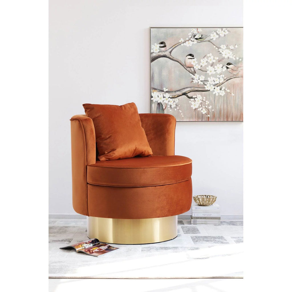 Cognac Velvet Swivel Accent Chair J168