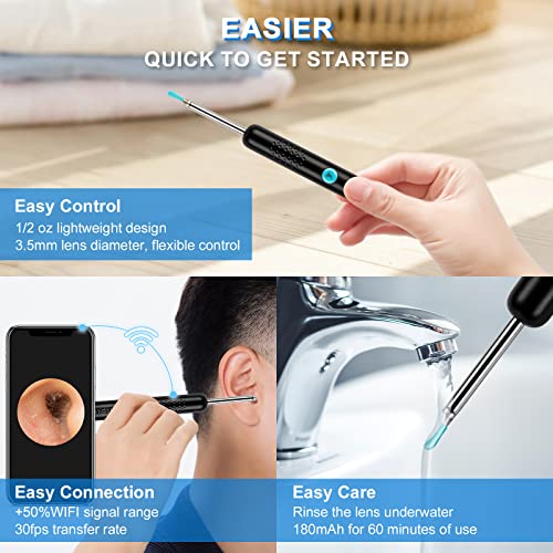 Black Wireless Otoscope with 1080P HD Camera F4614