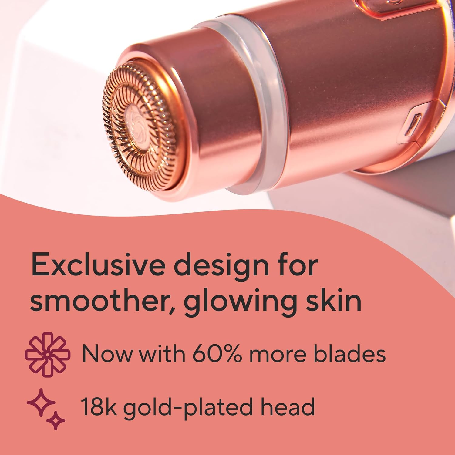 Rose Gold Electric Facial Hair Remover with LED Light C26402
