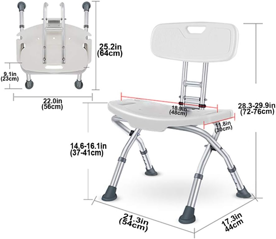 Folding Bath Stool with Back Anti-Slip Rubber Feet Y2742