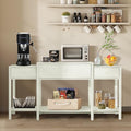 63" Console Table with Drawer, Marble Texture Top Sideboard with Open Bottom Shelf U354
