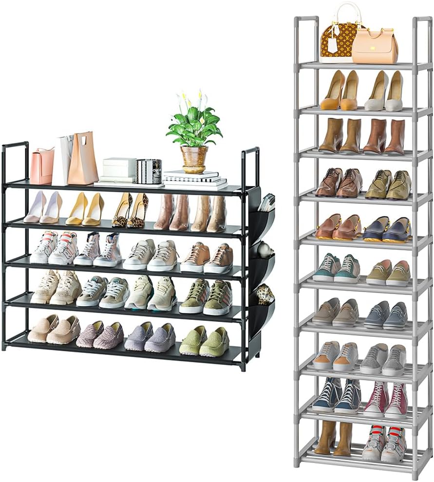 5 Tier Long Shoe Rack and 10 Tier Narrow Tall Shoe Rack N293