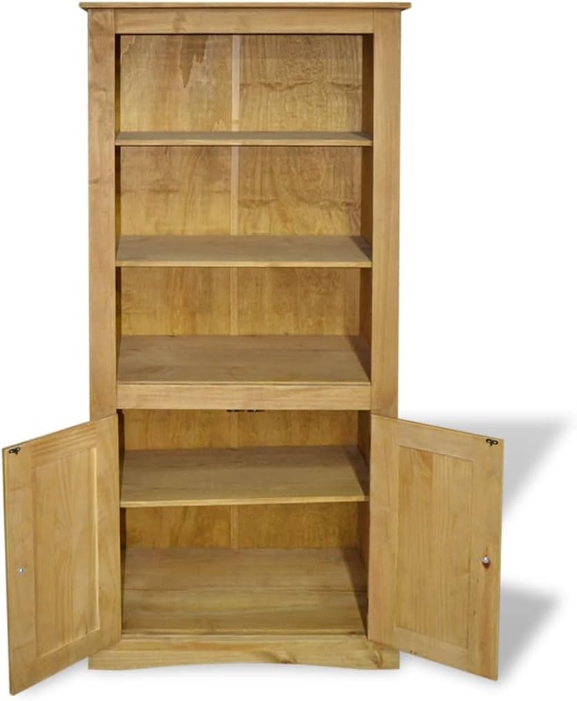 Mexican Pine Cupboard with 3 Open Shelves and 1 Cabinet with 2 Shelves, 31.5"x15.7"x66.9" V2169