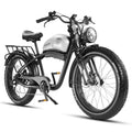 Electric Motorcycle 1500W Motor 52V 20AH 34MPH 75Mils Retro Style Moped Ebike 26"x4.0" Fat Tire Dual Hydraulic Full Suspension X9617