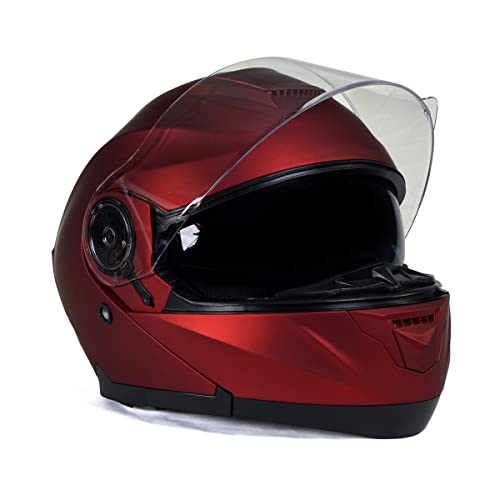 Red Advanced Motorcycle Modular Helmet with Drop Down Visor - Large E580624