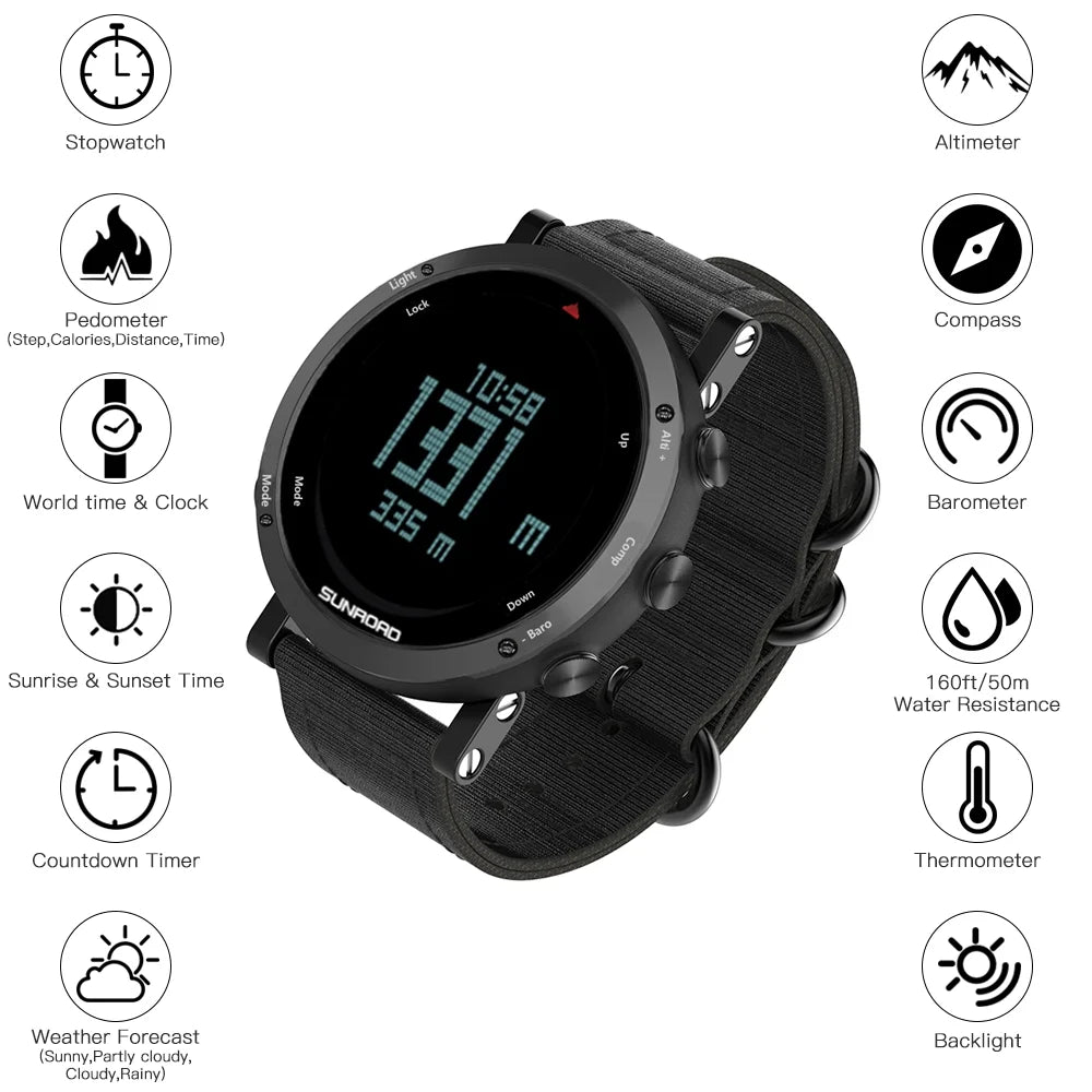50 Meters Water-resistant Multifunctional Outdoor Sports Watch W6349