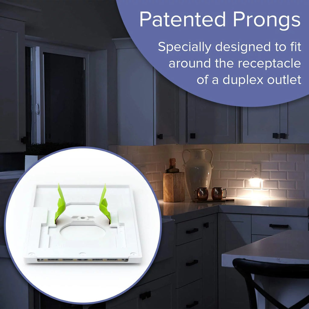 White Duplex LED Night Light Wall Plate Y576243