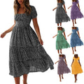 Womens Flowy Short Sleeve Empire Waist Smocked Dress L7286