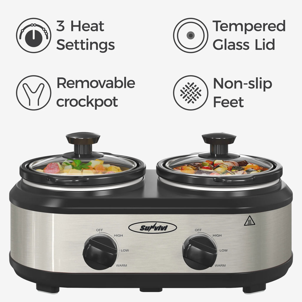 Dual Pot Slow Cooker with Ceramic Pot L1575