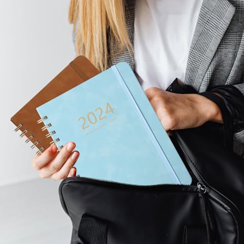 2024 Spiral Bound Weekly and Monthly Planner 6.4"x8.5" Jan 2024-Dec 2024 with Tabs Brown D345676