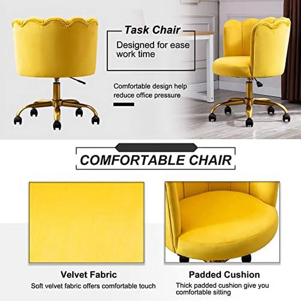 Velvet Desk Chair with Gold Base H194