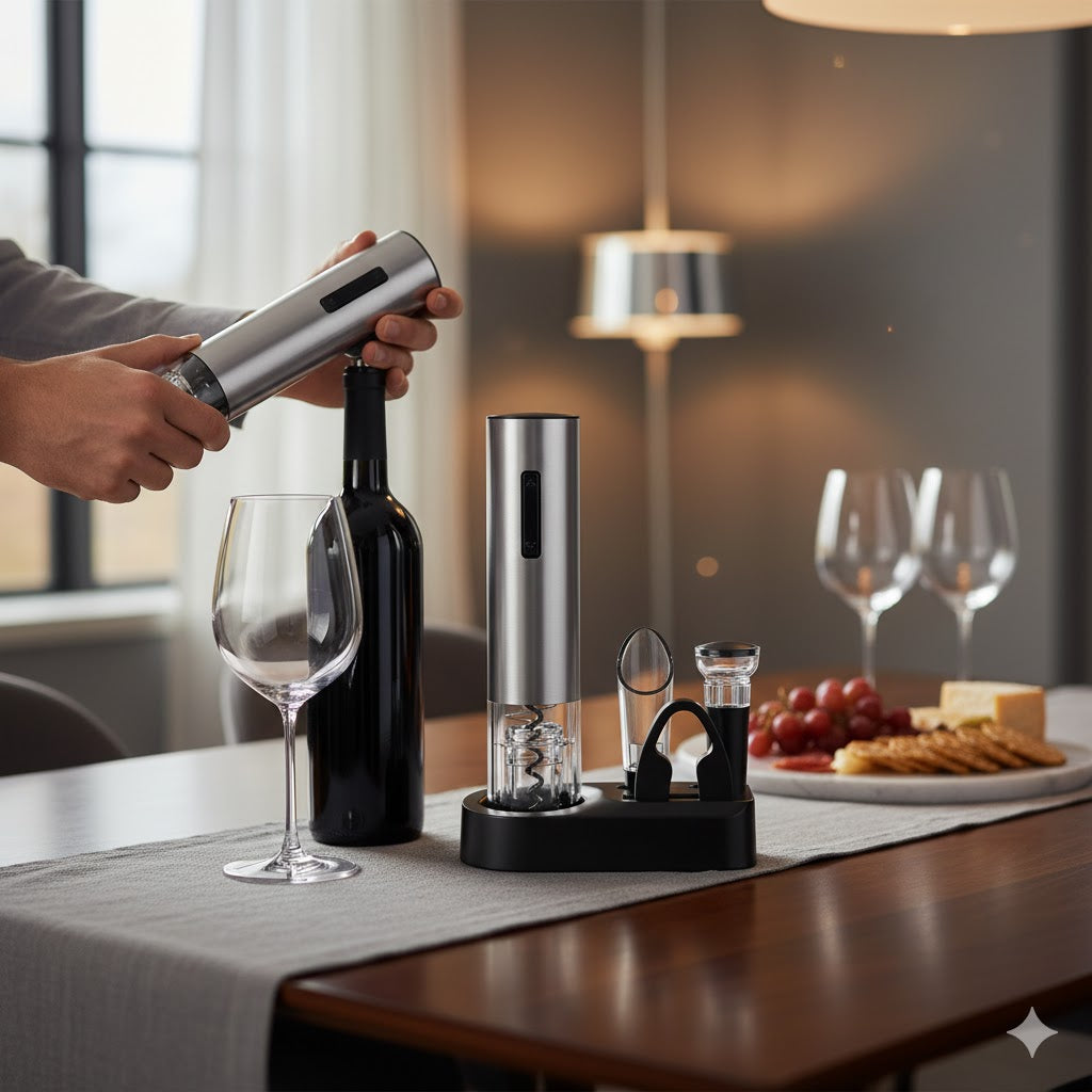 Premium Wine & Juice Duo: Electric Wine Opener + Travel Juicer Blender