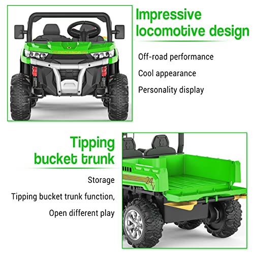 Ride On Dump Truck with Remote Control Electric UTV Vehicles with Electric Dump Bed, 4WD 6 Wheels Ride On Toys E7580