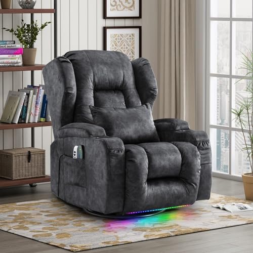 Grey Power Recliner Chair with Massage & Heat F9462