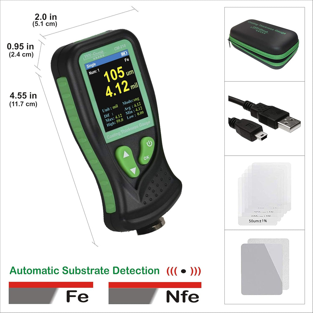 Digital Coating Thickness Gauge CM-218 for Automotive Paint Thickness Measurement (Resolution 0.01mils) E421707