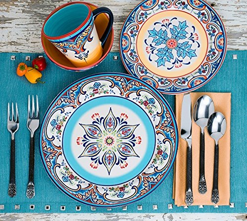 16 Piece Dinnerware Set, Service for 4, Multicolor Z158888