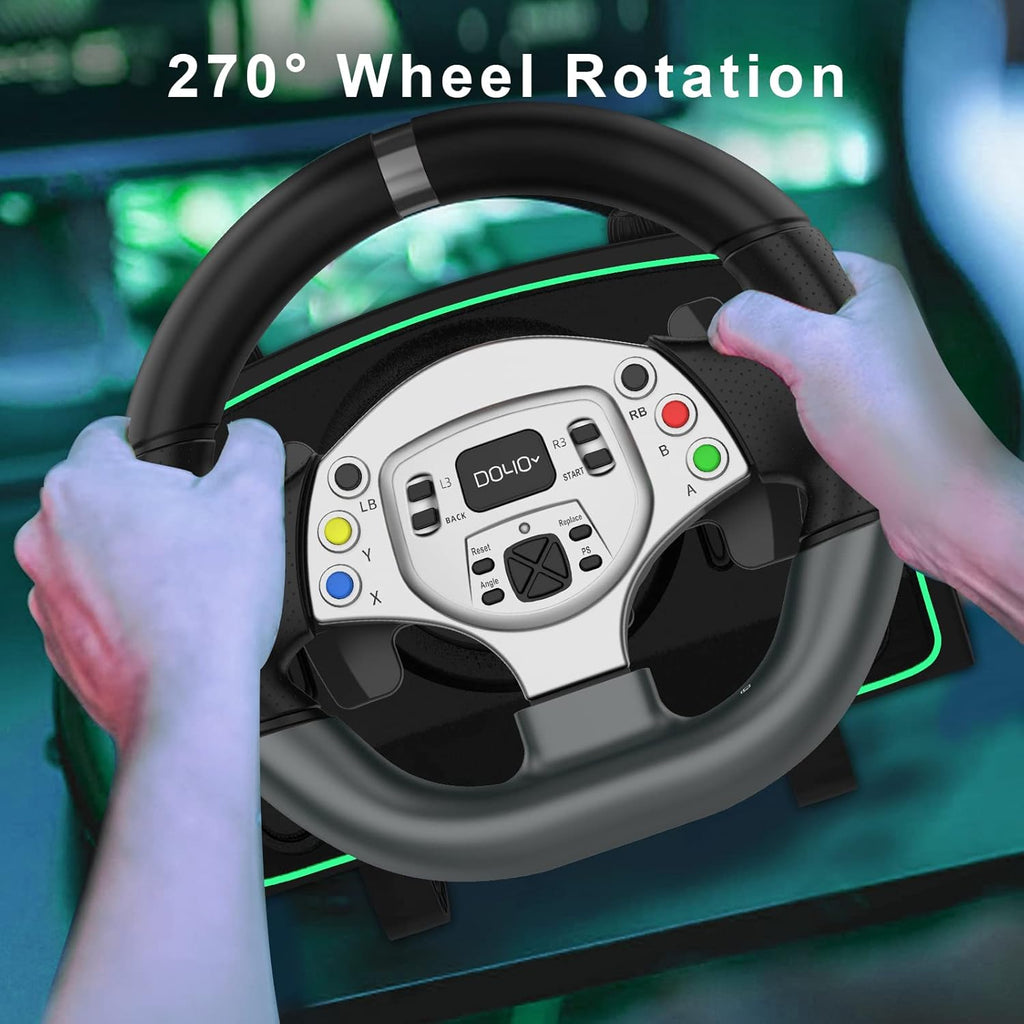 Racing Wheel Gaming Steering Wheel Driving Simulator 270° Pro Volante PC Pedals Paddle Gear Shifters E743526