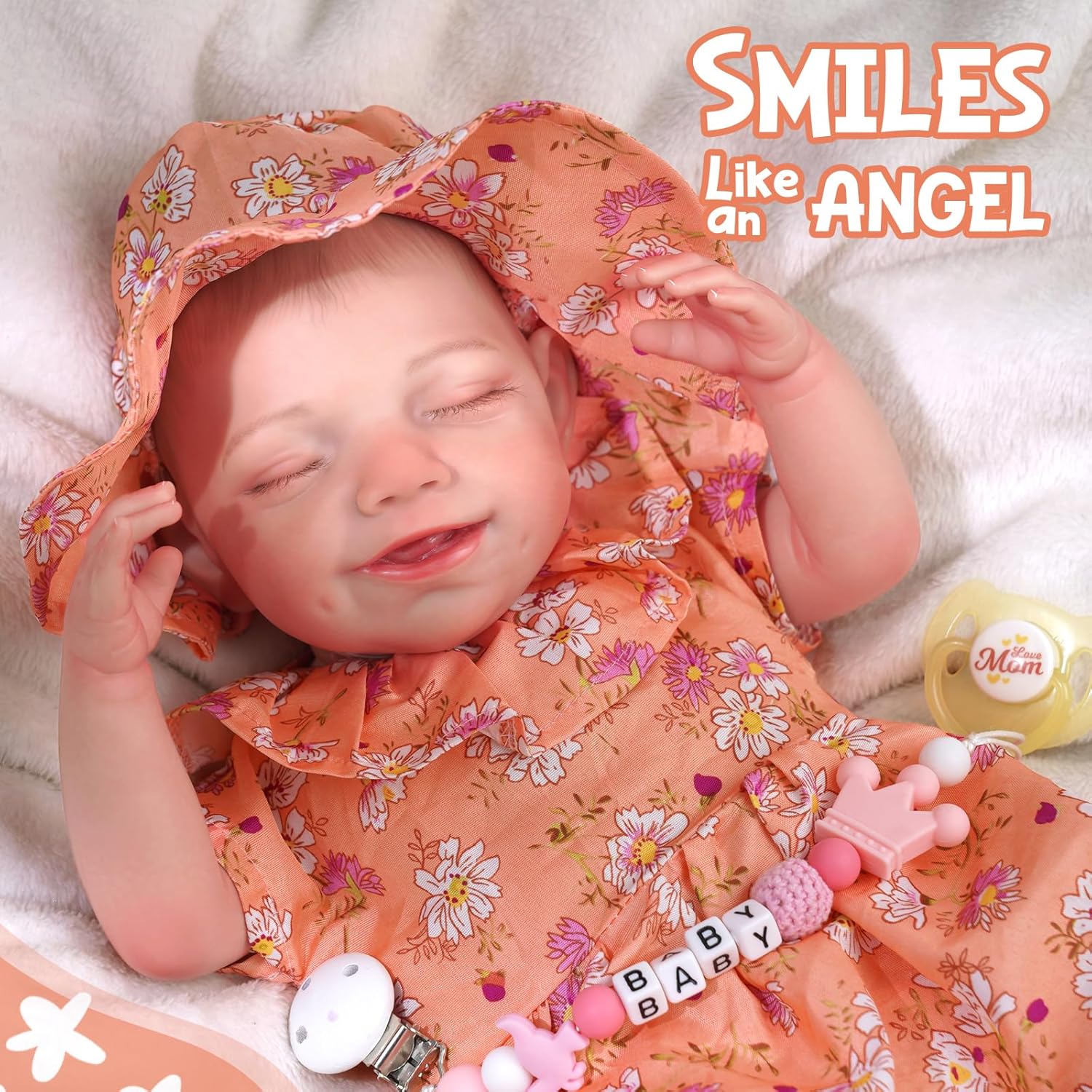 20-Inch Soft Full Vinyl Realistic Newborn Sleeping Baby Girl Doll with Toy Accessories Gift Set G32384