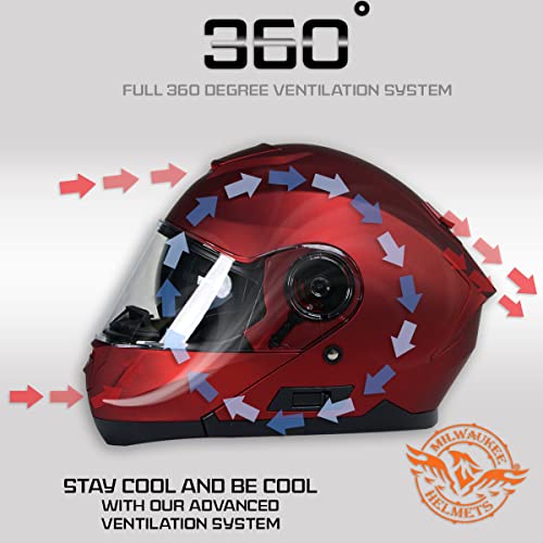Red Advanced Motorcycle Modular Helmet with Drop Down Visor - Large E580624