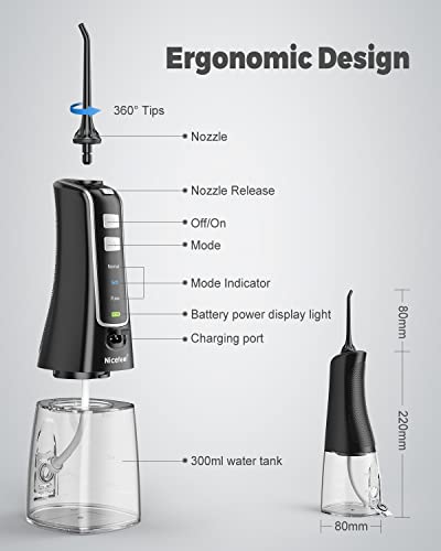 300ML Portable USB Rechargeable Water Flosser with 4 Jet Tips K6486