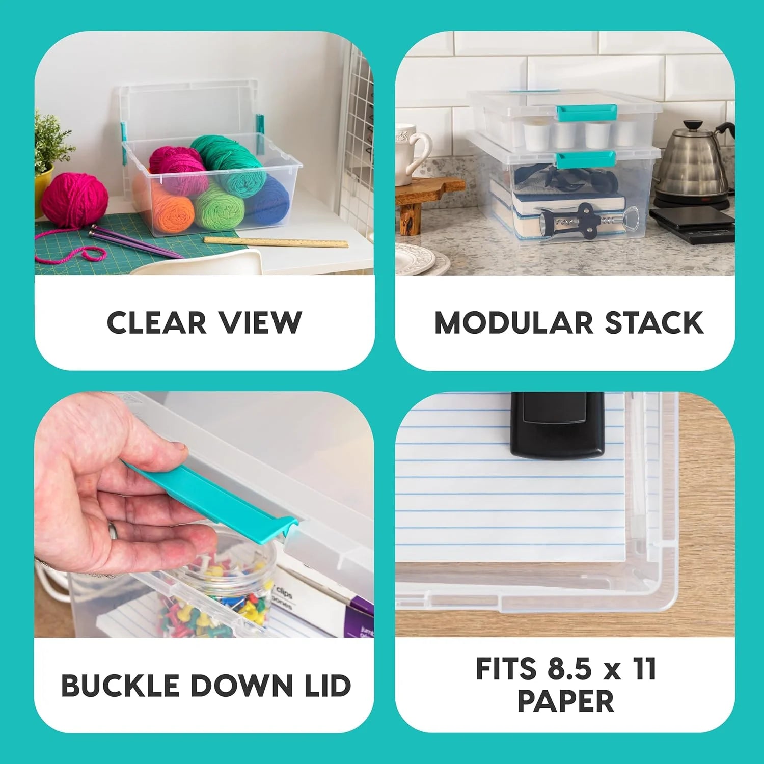 12 Qt Plastic Storage Bins, 4 Pack S882