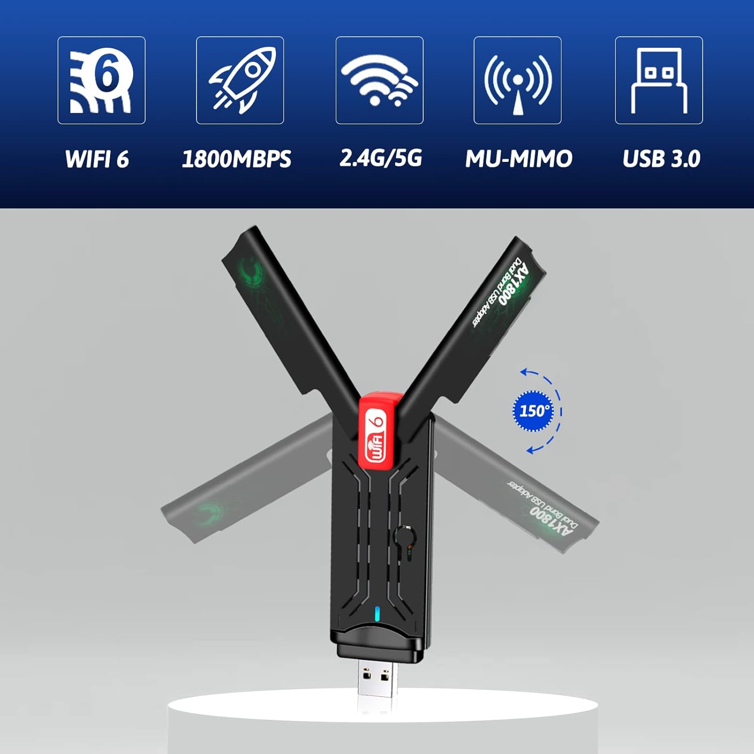 AX1800Mbps Dual Band USB 3.0 WiFi 6 Adapter Pack of 2 P585