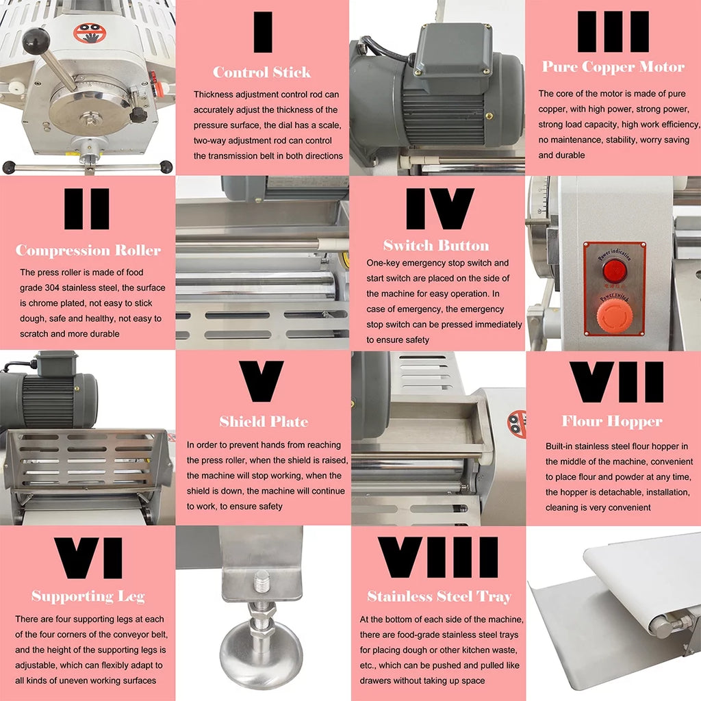 Commercial Dough Sheeter Electric Table Top Folding Pastry Machine 500mm O320