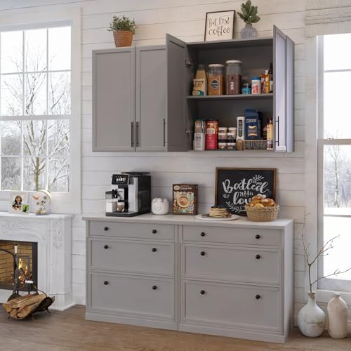 White 30" Wall Cabinet with Adjustable Shelf and Doors P848