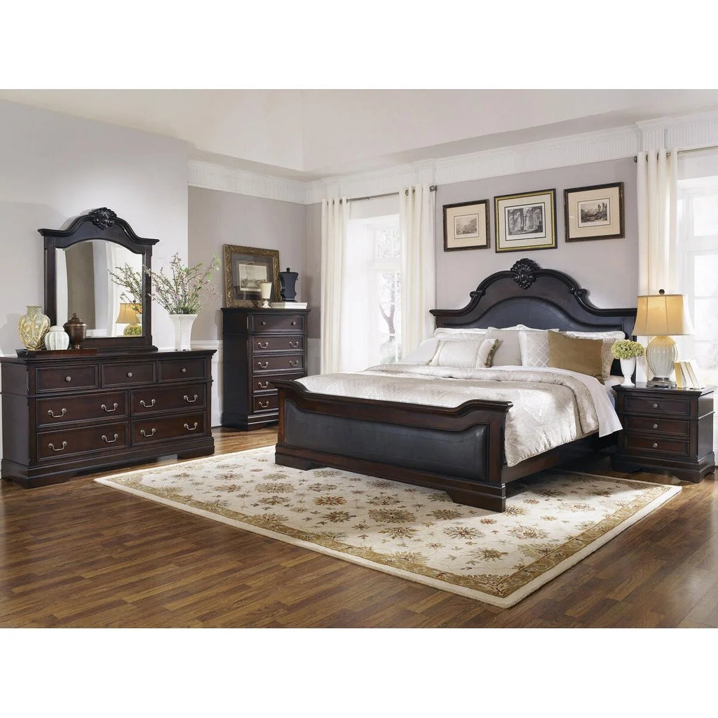Queen Upholstered Bed in Cappuccino A7504