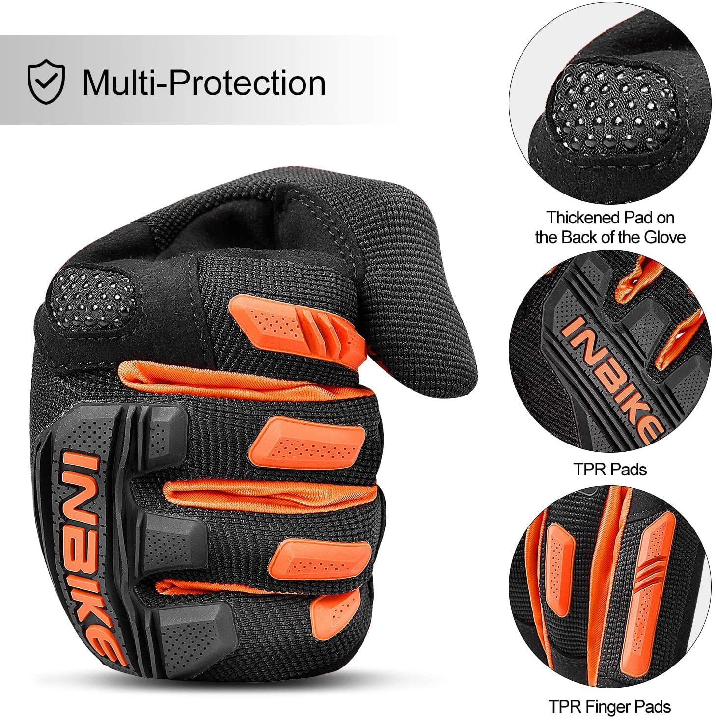 MTB Mountain Bike Gloves Touchscreen with EVA Padded TPR Knuckle Protection C407