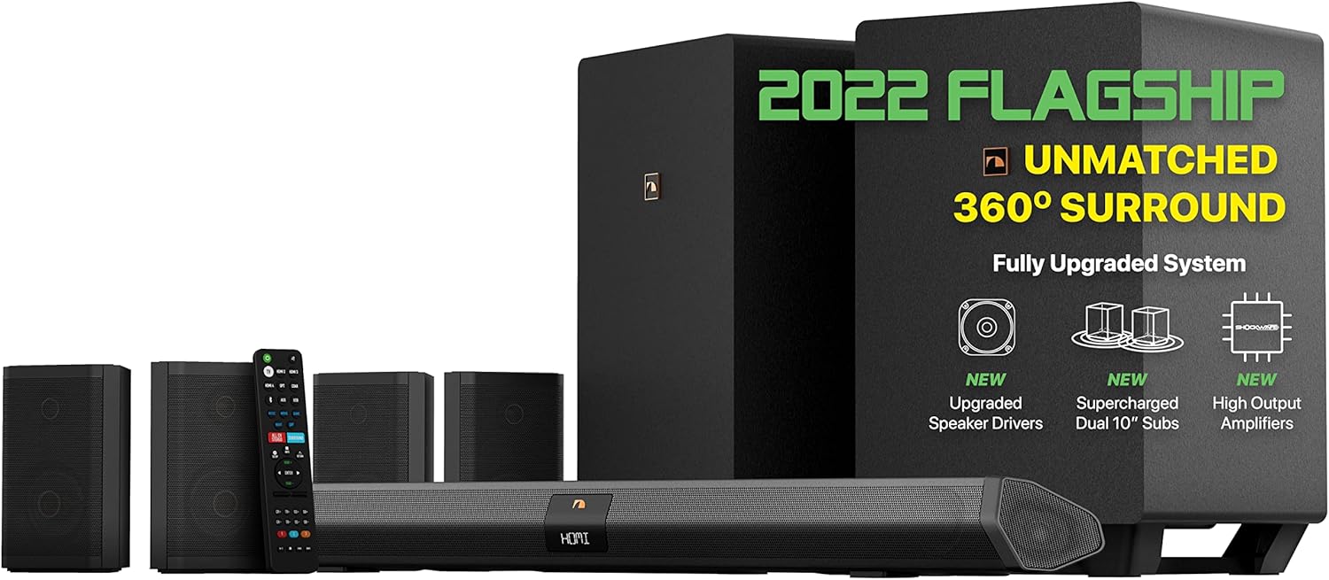 7.1.4 Channel 600W Soundbar with 8" Wireless Subwoofer and 2 Rear Surround Speakers M27609