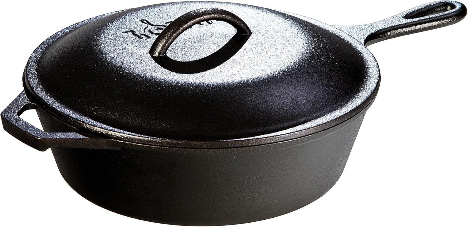 Pre-Seasoned Black Cast Iron Covered Chicken Fryer, 3-Quart G93512
