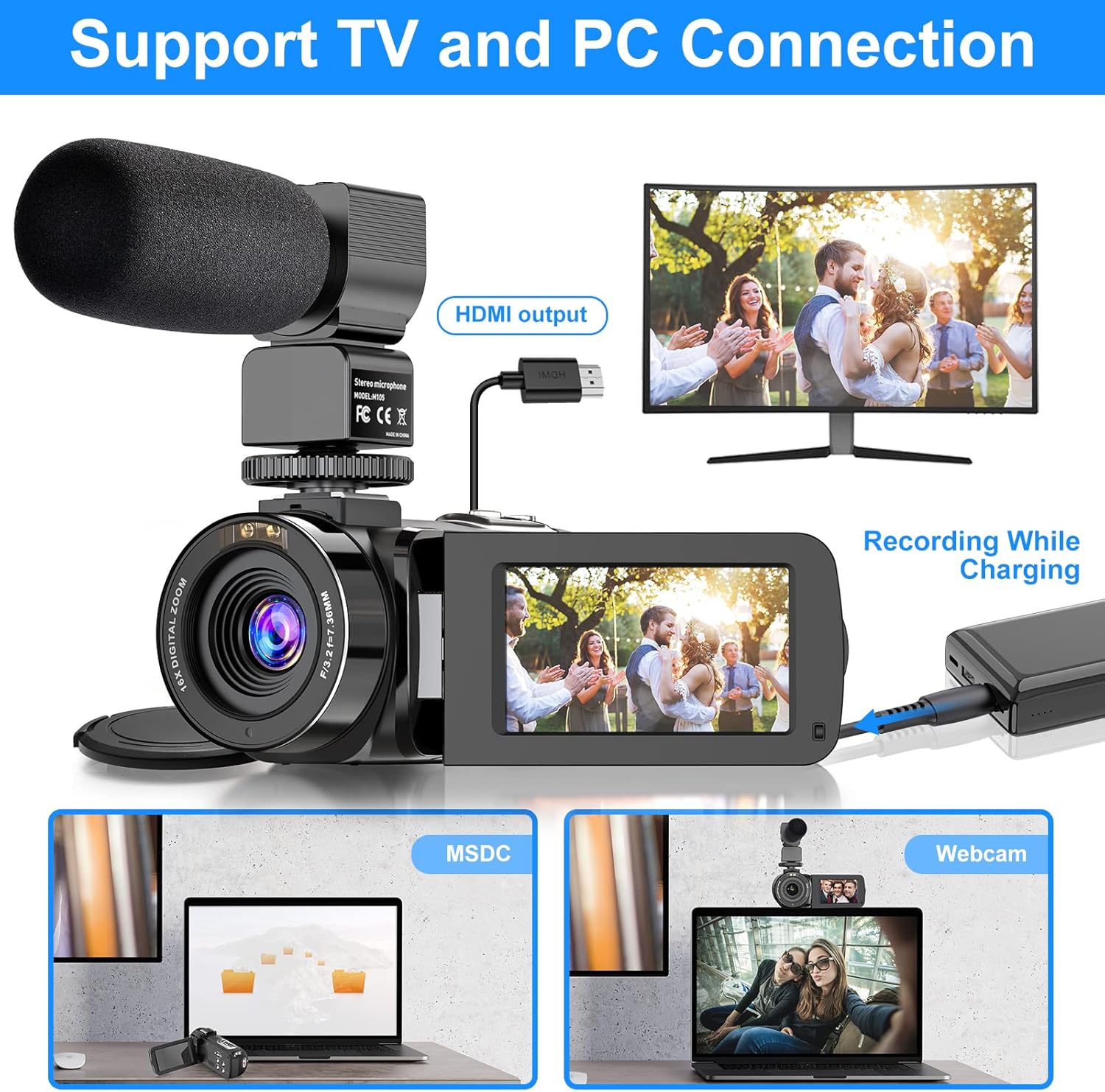 2.7K Ultra HD Digital Video Camera with Microphone U432